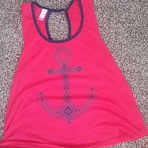 Red and navy blue anchor tank top